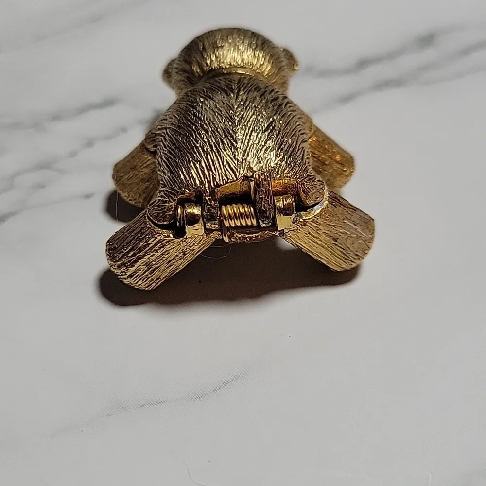 Antique Gold Metal Bear Perfume Holder
